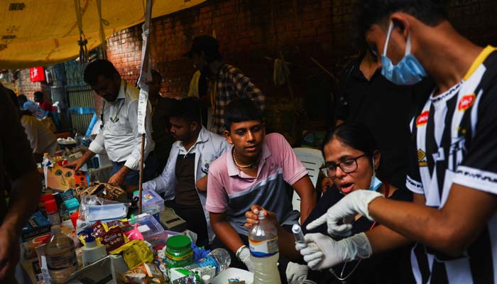 A makeshift medical camp formed to provide treatment to the supporters of Indias Cockroach Janata Party (CJP) during ongoing protests, two days after thousands of protesters marched towards parliament demanding the resignation of Education Minister Dharmendra Pradhan over examination paper leaks, at Jantar Mantar in New Delhi, India, July 22, 2026. — Reuters