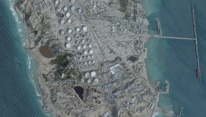 A satellite image shows an oil terminal at Kharg Island, Iran, February 25, 2026. — Reuters