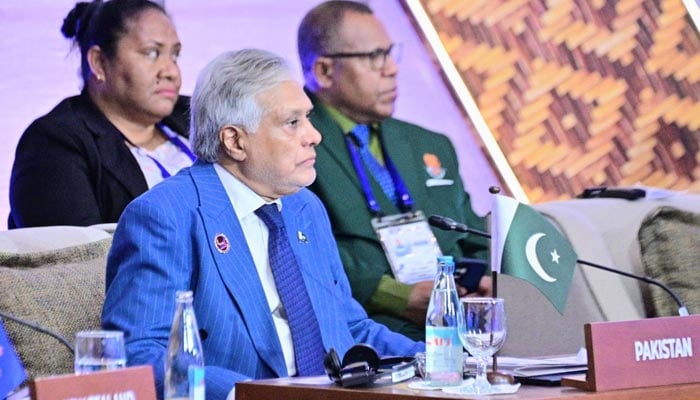 Deputy Prime Minister and Foreign Minister Ishaq Dar addresses 33rd ASEAN Regional Forum (ARF) Ministerial Meeting, Manila, Philippines, July 23, 2026. — X/@ForeignOfficePK