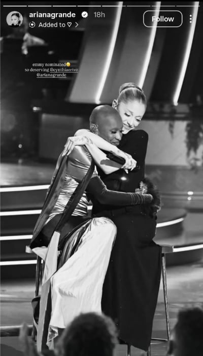Ariana Grande celebrates 1st Emmy nomination with Cynthia Erivo