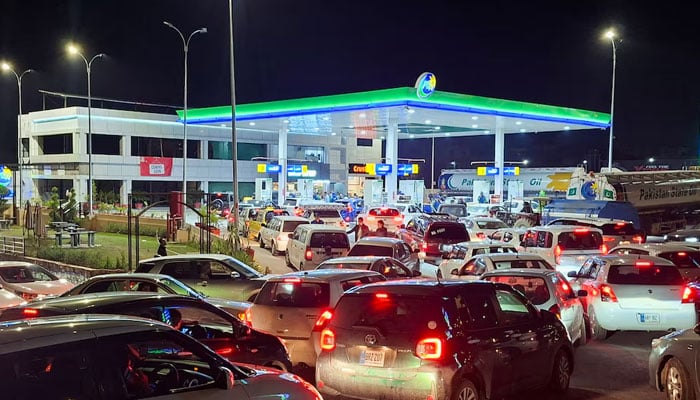 Vehicles wait for their turn to get fuel at a petrol station, as Pakistan raises fuel prices amid the U.S.-Israeli conflict with Iran, in Islamabad, Pakistan April 2, 2026. — Reuters