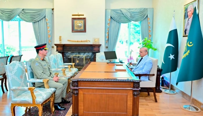 Prime Minister Shehbaz Sharif meets Lieutenant General Aamer Raza in Islamabad on July 24, 2026. — X@PakPMO