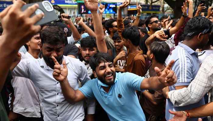 Supporters of Indias Cockroach Janta Party (CJP) celebrate after India’s Education Minister Dharmendra Pradhan resigned following days of protests demanding his resignation over National Eligibility cum Entrance Test (NEET) examination paper leaks, at Jantar Mantar in New Delhi, India July 25, 2026. — Reuters