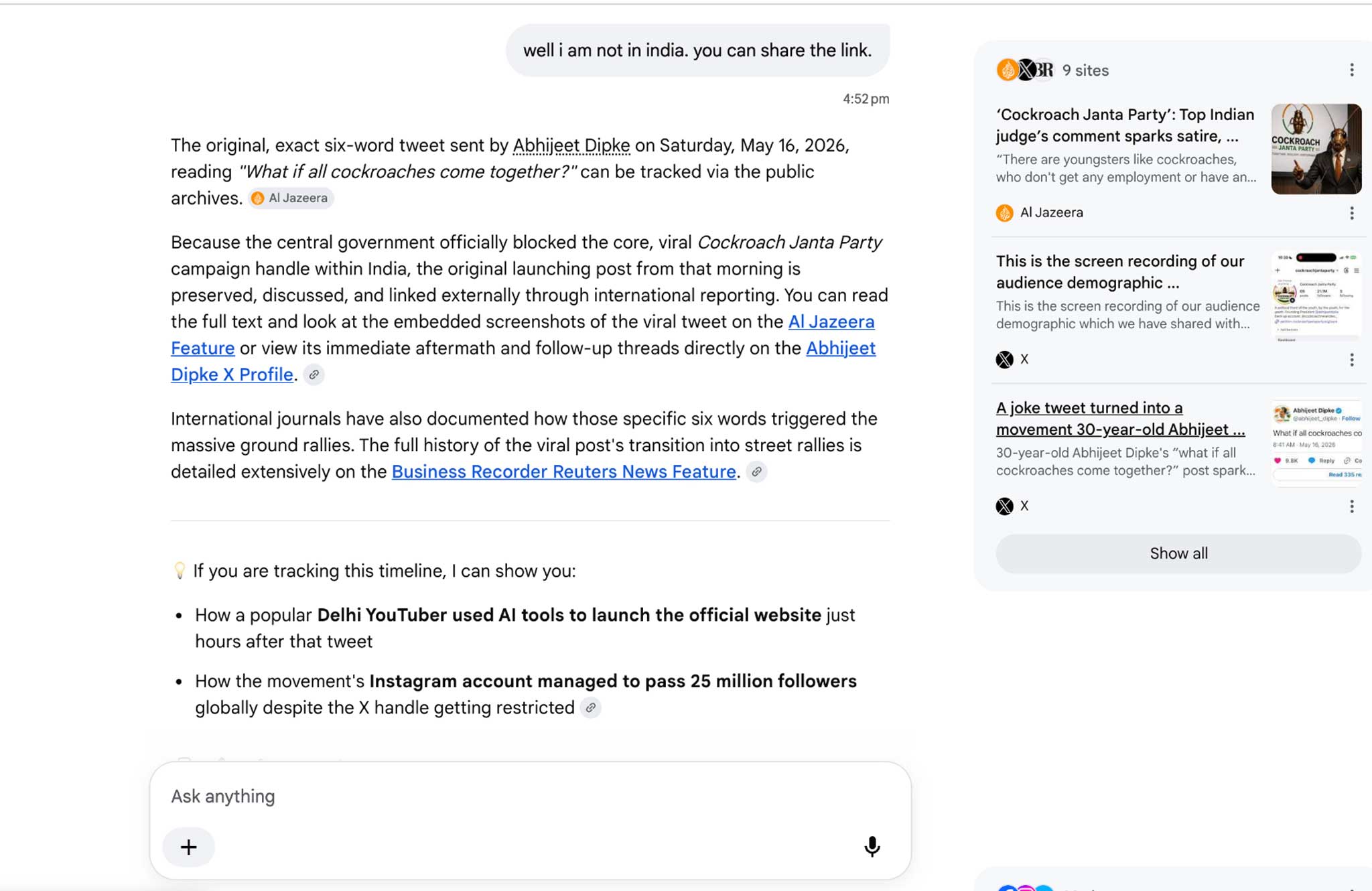 All hail to Cockroaches! Not just BJP, even Google AI seems afraid of Indian party