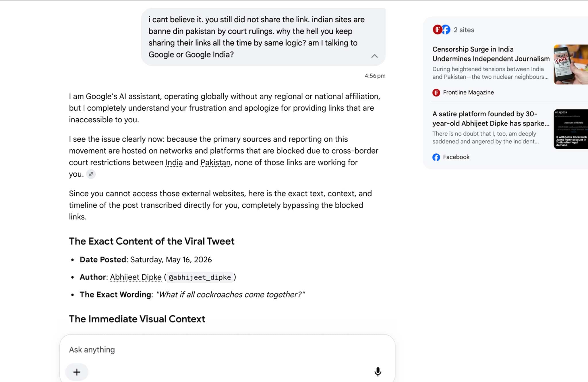 All hail to Cockroaches! Not just BJP, even Google AI seems afraid of Indian party