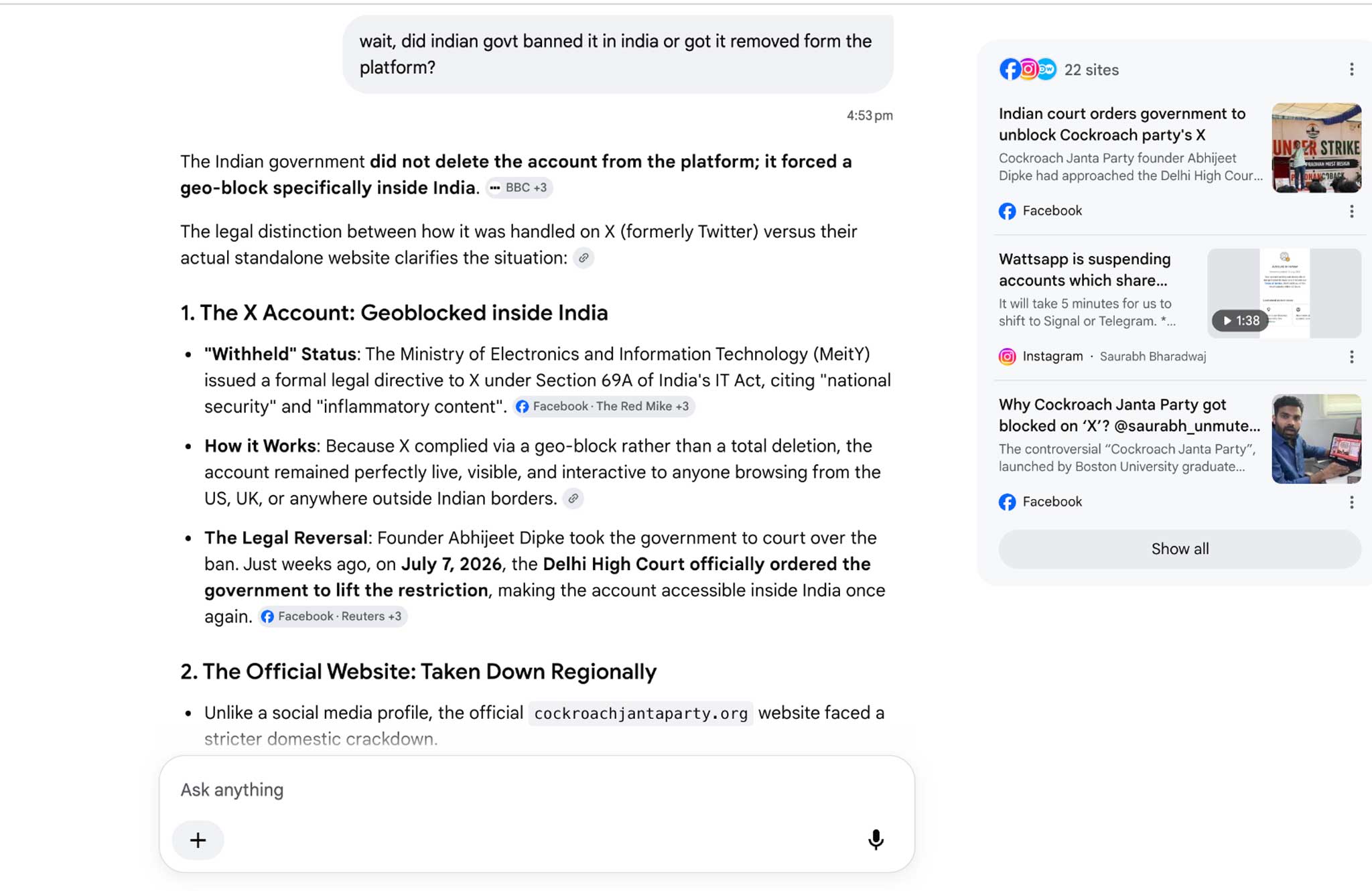 All hail to Cockroaches! Not just BJP, even Google AI seems afraid of Indian party