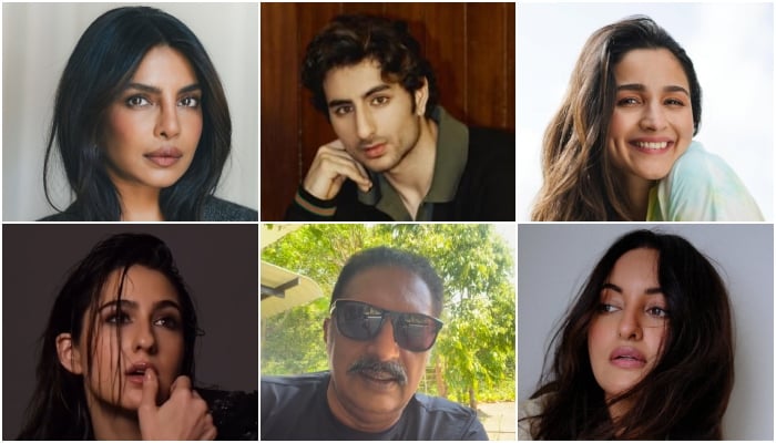 Clockwise: Bollywood actors Priyanka Chopra, Ibrahim Ali Khan, Alia Bhatt, Sonakshi Sinha, Prakash Raj and Sara Ali Khan. — Instagram