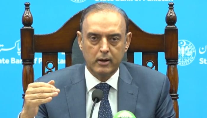 State Bank of Pakistan Governor Jameel Ahmad speaks during a press conference in Karachi, on July 27, 2026. — Facebook@StateBankPakistan