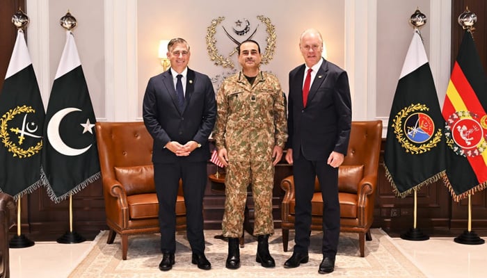 US congressional delegation comprising Ryan Keith Zinke and Michael James holds meeting with Chief of Defence Forces (CDF) and Chief of Army Staff (COAS) Field Marshal Syed Asim Munir at GHQ, Rawalpindi, on July 27, 2026. — ISPR