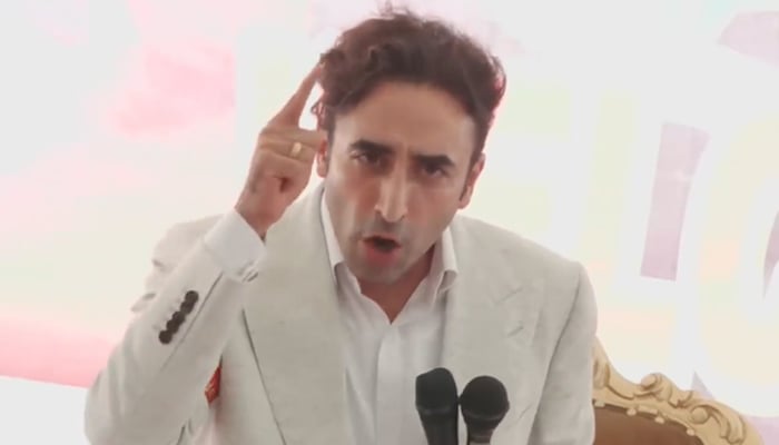 Pakistan Peoples Party (PPP) Chairman Bilawal Bhutto-Zardari addresses a workers’ convention in Muzaffarabad, Azad Jammu and Kashmir, July 28, 2026. — Screengrab via YouTube/Geo News