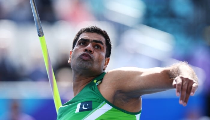Pakistans Arshad Nadeem in action during the Mens Javelin Throw qualifying round in Commonwealth Games 2026 at Scotstoun Stadium, Glasgow, Scotland, Britain, July 30, 2026. — Reuters