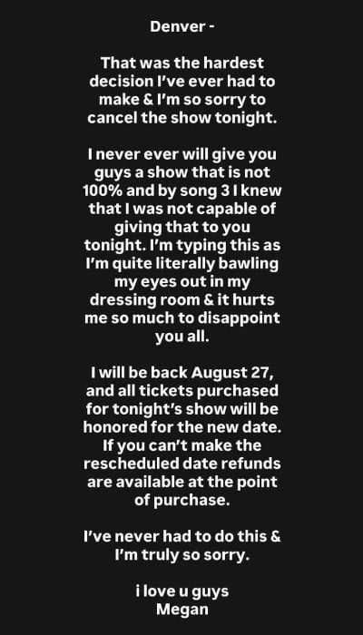 Country star Megan Moroney speaks out after tearfully cutting concert short