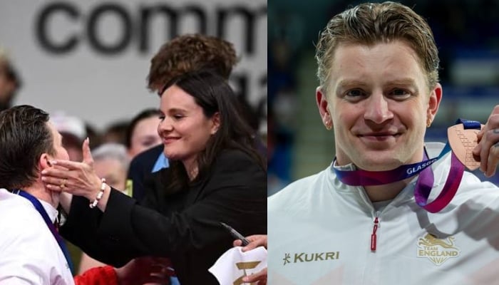 Holly also shared images of herself cheering on and embracing Adam after his races