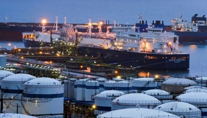 The Nikolay Urvantsev, a ship carrying Russian liquefied natural gas (LNG), unloads gas in the port of Bilbao, Spain March 10, 2022. — Reuters