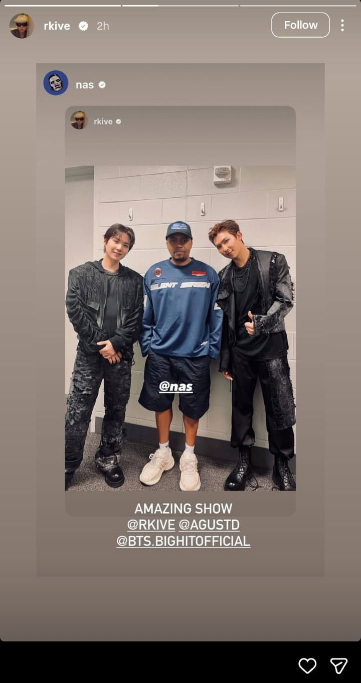 BTS RM, Suga share backstage moment with rap icon Nas