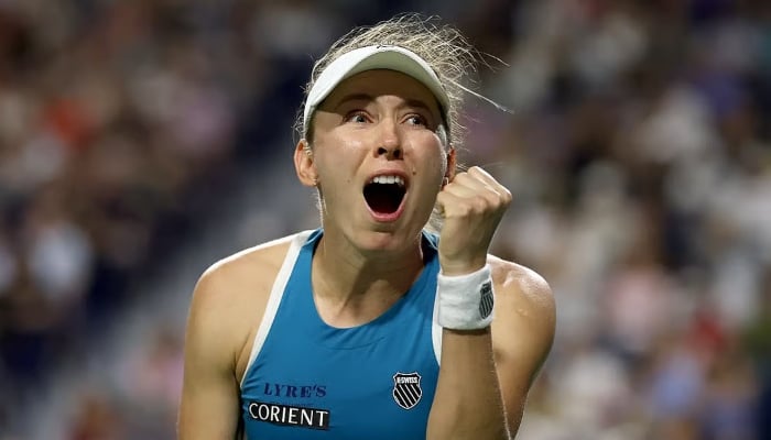 Ekaterina Alexandrova celebrates match point against Aryna Sabalenka during day seven of the National Bank Open Presented by Rogers at Sobeys Stadium on August 08, 2026, in Toronto, Ontario, Canada. — AFP