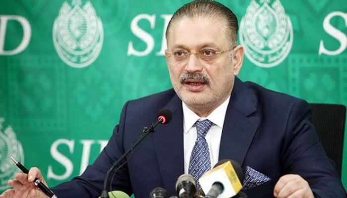 Sindh Information Minister Sharjeel Inam Memon speaks during a press conference in Karachi on October 5, 2025. — APP