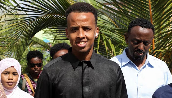 Somali referee Omar Abdulkadir Artan, who was expected to officiate at matches during the 2026 Fifa World Cup but was denied entry to US, is hosted in a reception ceremony by members of the Somali community of Dayniile district, in Mogadishu, Somalia June 12, 2026. — Reuters