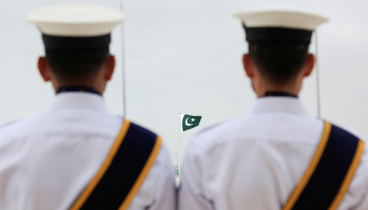 Cadets of the Pakistan Navy stand guard during Independence Day celebrations, at the mausoleum of Pakistans founder, Muhammad Ali Jinnah, in Karachi, August 14, 2026. — Reuters