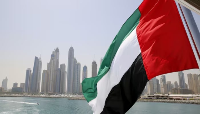 UAE flag flies over a boat at Dubai Marina, Dubai, United Arab Emirates. — Reuters/File