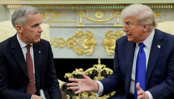 US President Donald Trump (right) and Canadas Prime Minister Mark Carney meet in the Oval Office at the White House in Washington, DC, US, October 7, 2025. — Reuters
