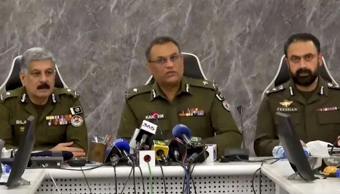 Punjab Inspector General of Police Abdul Karim speaking at a press conference at the Central Police Office, Lahore on August 25, 2026. — Screengrab via Facebook/@punjabpolicecpo