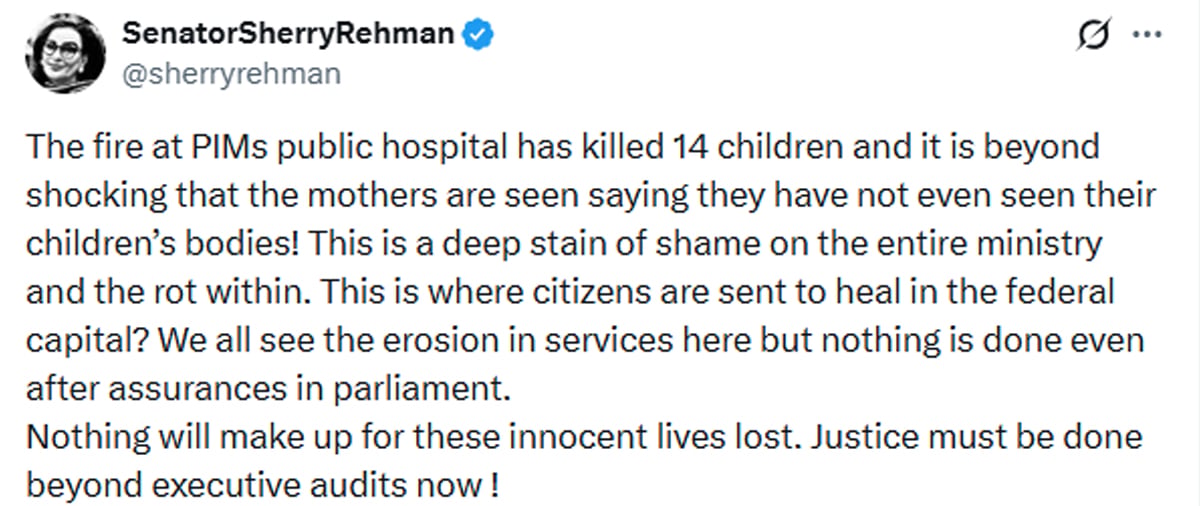 Pims fire: Experts, politicians demand independent probe into infants deaths