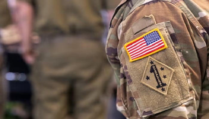 The US flag insignia is seen on the sleeve of a US Army servicemember’s uniform.— Reuters