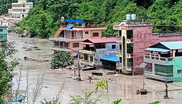 A flooded road following a flash flood in Galchhi in the Dhading district, Nepal, August 26, 2026.— Reuters