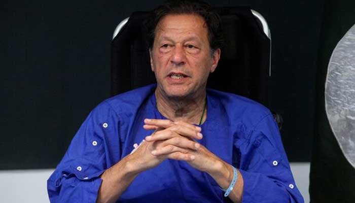 Former prime minister Imran Khan addresses a news conference after he was wounded following a shooting incident during a long march in Wazirabad, at the Shaukat Khanum Memorial Cancer Hospital & Research Centre in Lahore, Pakistan November 4, 2022. — Reuters