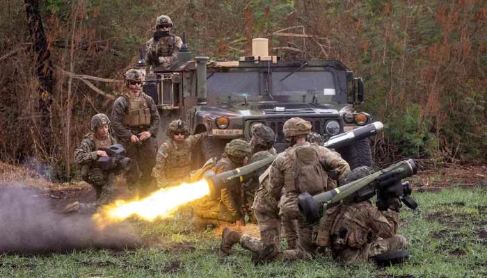 A Filipino soldier fires a Javelin anti-tank weapon system during a live exercise as part of the annual US-Philippines joint military exercises called Balikatan at Fort Magsaysay, Nueva Ecija province, Philippines, April 13, 2023.— Reuters