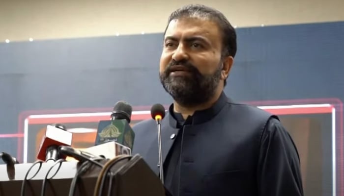 Balochistan Chief Minister Sarfraz Bugti speaks during the inauguration of Balochistan polices digital initiatives at the Central Police Office on August 28, 2026. — Screengrab via Facebook@CMOBalochistanOfficial