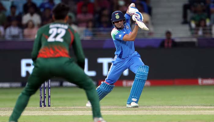 Indias Shubman Gill in action against Bangladesh. — Reuters/file