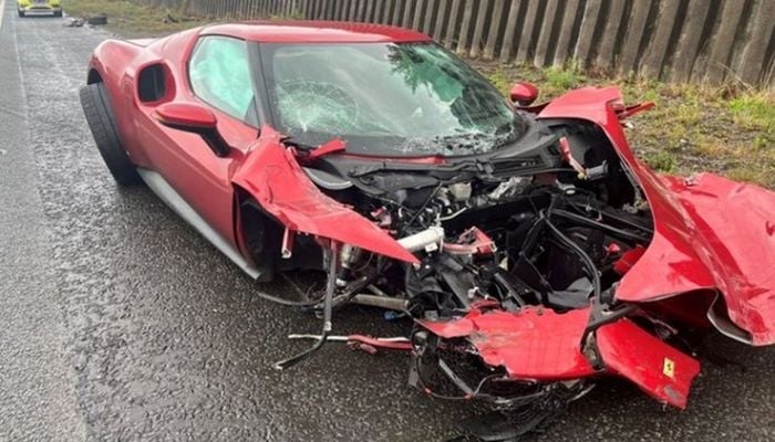 Ferrari 296 supercar wrecked in Salford Motorway crash: See full incident details