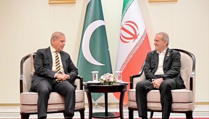 Prime Minister Shehbaz Sharif meets Iran’s President Dr Masoud Pezeshkian in Bishkek on August 31, 2026. — X/ @GovtofPakistan