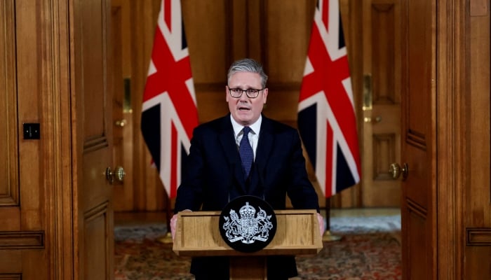 Britains Prime Minister Keir Starmer delivers a statement inside No. 10 Downing Street on the day the cabinet was recalled to discuss the situation in Gaza, in London, Britain, July 29, 2025. — Reuters