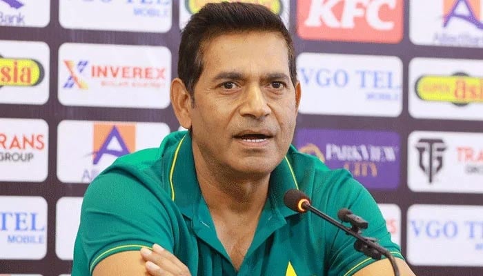 Pakistan head coach Aaqib Javed during press conference on the eve of second Test against West Indies in Multan on January 24, 2025. — AFP