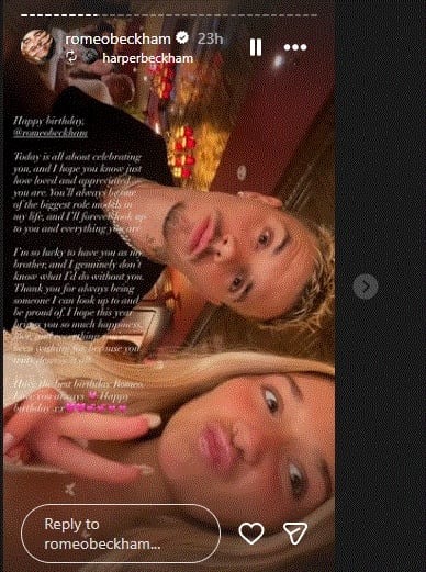 Romeo Beckhams official Instagram account