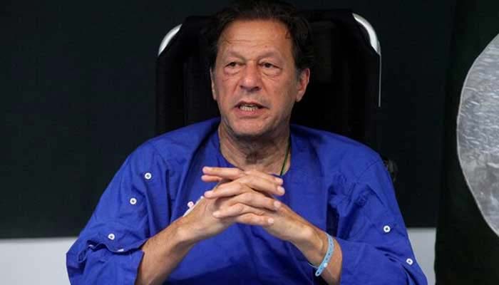 Former prime minister Imran Khan addresses a news conference after he was wounded following a shooting incident during a long march in Wazirabad at the Shaukat Khanum Memorial Cancer Hospital & Research Centre in Lahore, November 4, 2022. — Reuters