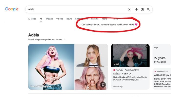 Google honours Adéla’s viral hit with ‘can’t always be in LA’ tribute