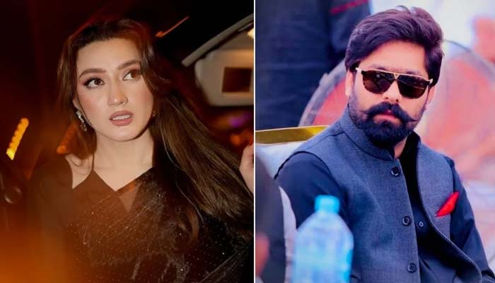 A collage of actor Momina Iqbal and PML-N MPA Saqib Chadhar. —instagram@momina.iqbal/chsaqibkhanchadhar