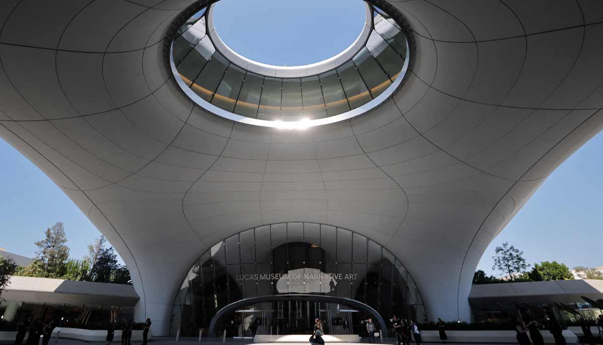 Visitors gather at the new Lucas Museum of Narrative Art. — AFP