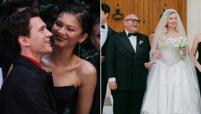 Tom Holland and Zendaya attend Jacob Batalon's wedding to Veronica Leahov