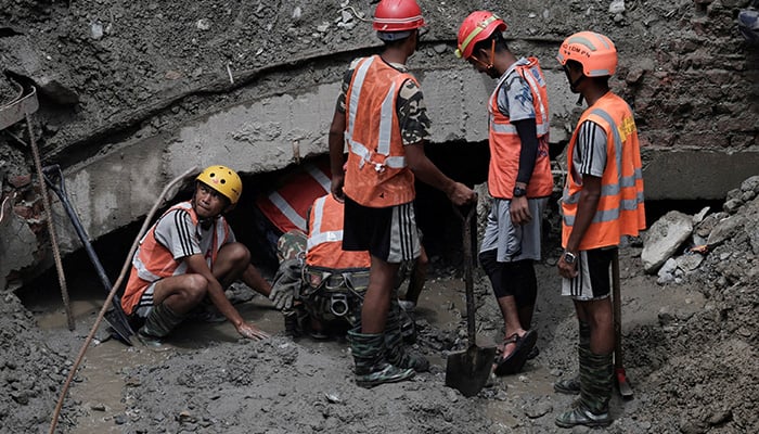 Rescue team members work to enter the tunnel at the Upper Trishuli 3A Hydropower Station as they search for survivors and retrieve bodies in Rasuwa, Nepal, September 3, 2026. — Reuters