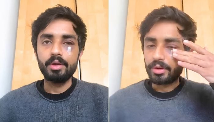 Pakistani student Musadiq Ismail speaks during a video statement. — Reporter