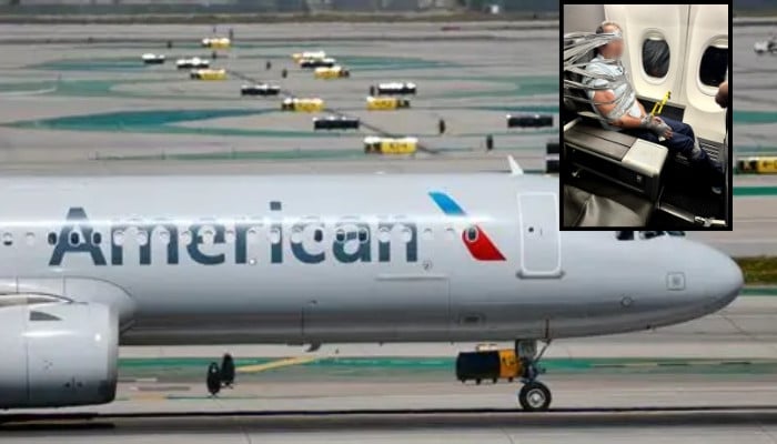 American Airlines passenger duct-taped to seat by fellow flyers after midflight meltdown
