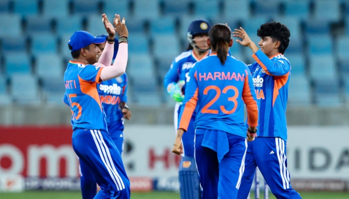 Indian players celebrate after taking a wicket against Pakistan in the ACC Women’s T20 Asia Cup 2026 match at the Dubai International Cricket Stadium on September 5, 2026. — ACC