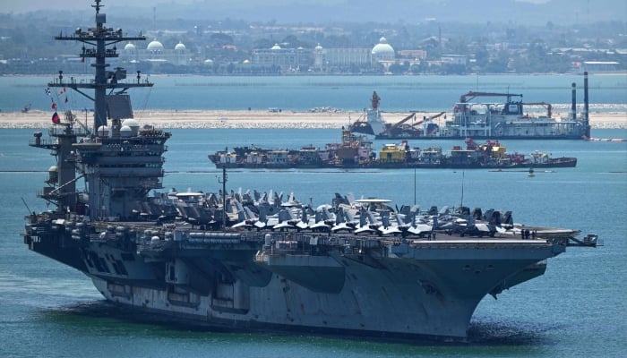 US nuclear-powered aircraft carrier USS Abraham Lincoln (CVN-72) departs Laem Chabang Port, near the city of Pattaya on September 6, 2026. — AFP