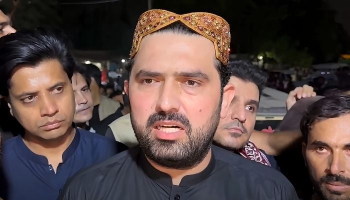 Khyber Pakhtunkhwa Chief Minister Sohail Afridi speaks during an interview while en route to Karachi, on September 6, 2026. — X@PTIofficial