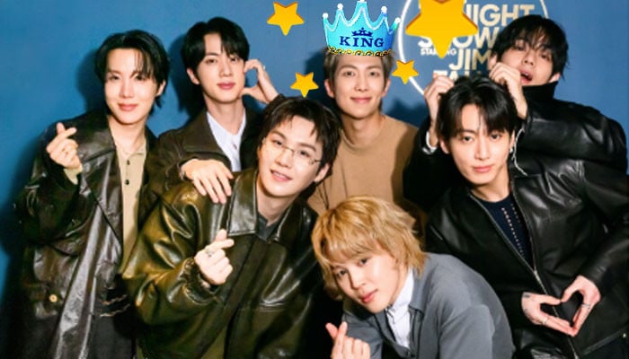 RM is surprised with an early birthday celebration onstage during BTS's SoFi Stadium finale.